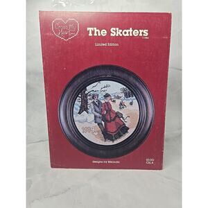 1984 Cross My Heart Cross Stitch Pattern Leaflet The Skaters